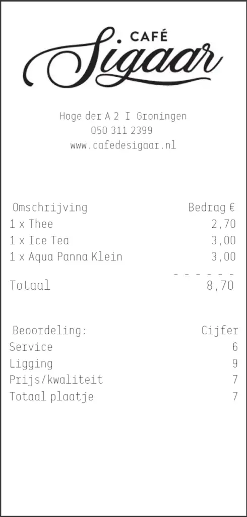 8 Prijs kwaliteit verhouding Groningse horeca 10 bon de sigaar