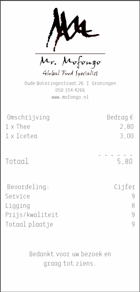 8 Prijs kwaliteit verhouding Groningse horeca 14 bon mr mofongo