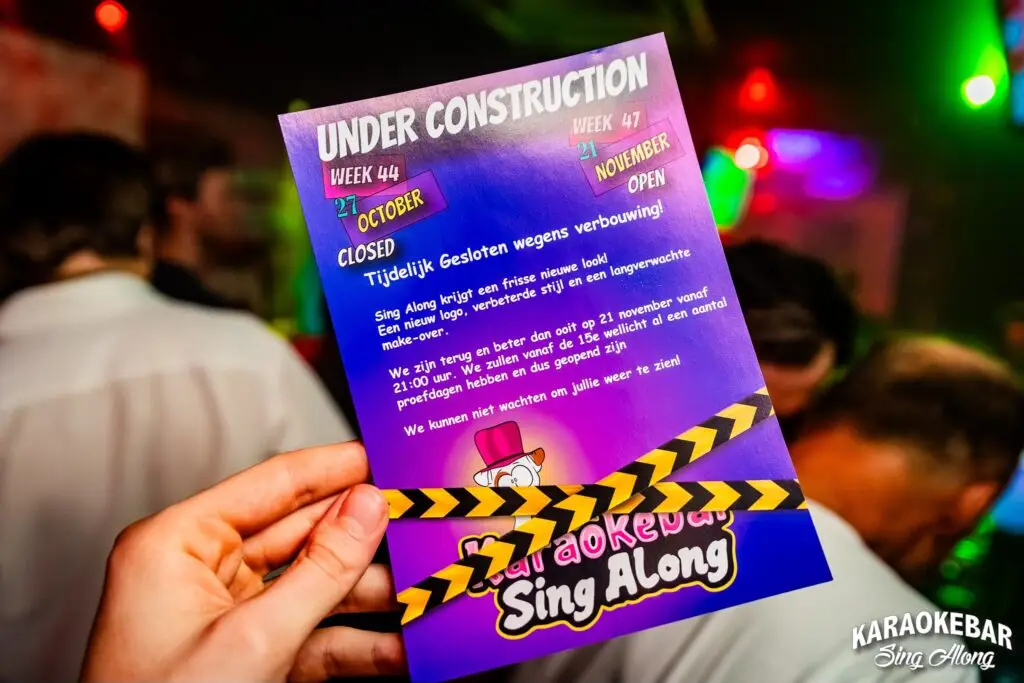 Horecapartner: Sing Along heropent haar deuren! 2 Sing Along under construction